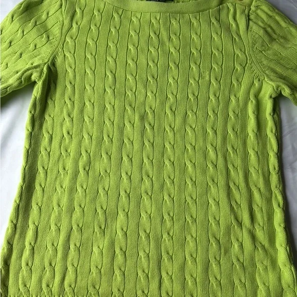 Lauren Ralph Lauren Lime Cable Knit Sweater - Picture 2 of 12